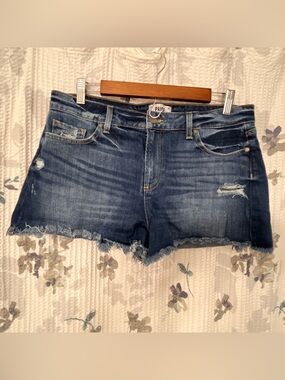PAIGE Daryn Distressed Denim Cutoff Shorts with Frayed Hem